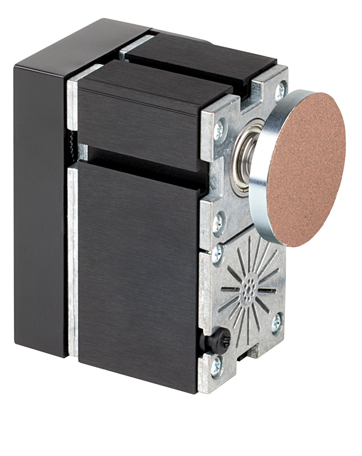 UNIMAT MetalLine Handschleifgerät mit Abdeckung schwarz und Schleifscheibe montiert