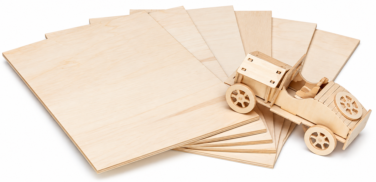Pappelsperrholzplatten mit Modellauto