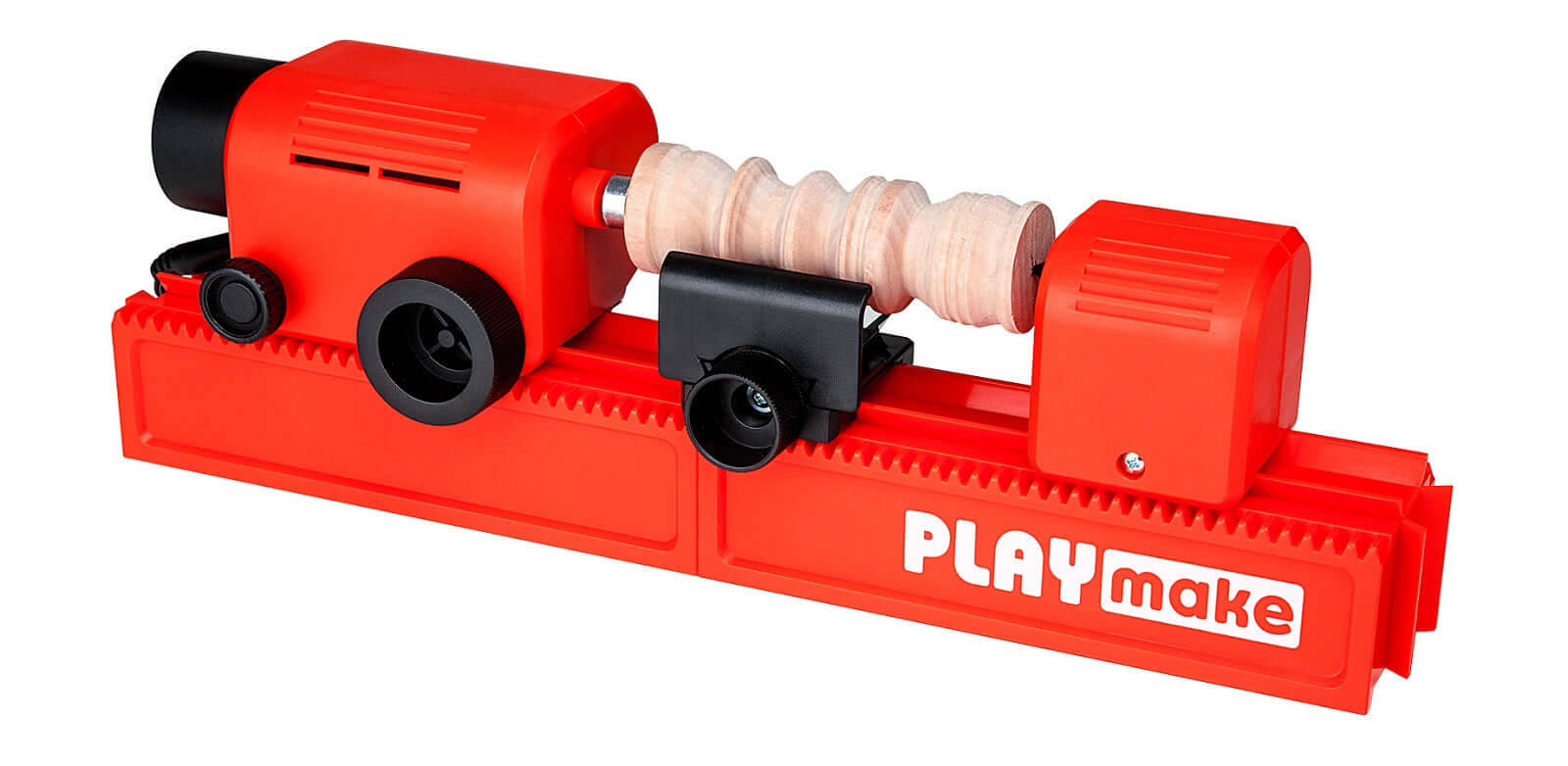 PLAYmake Drechselbank aufgebaut mit Werkstück