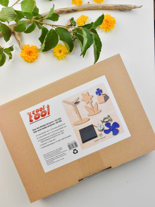 Kartonverpackung Solarset geschlossen mit Aufkleber