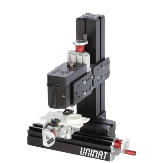 UNIMAT MetalLine Vertikalfräse aufgebaut mit Werkstück aus Kunststoff